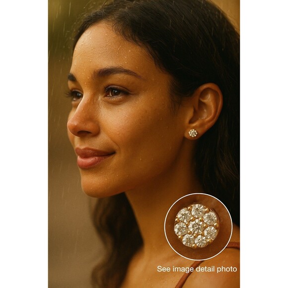 Vintage Diamond Cluster Stud Earrings ~0.56ctw in Box – Possible Michael C. Fina - Picture 1 of 16